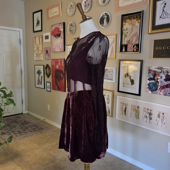Free People Burgundy Marlie Lace Mini‎ Dress - Picture 7 of 9